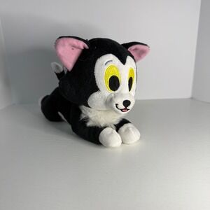 Disney Figaro Pinocchio Plush Cat Stuffed Animal Toy Black White Yellow Eyes